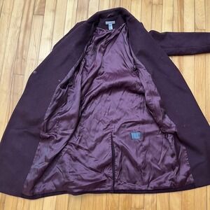 H&M Womens Wool Blend Wrap Belted Coat Burgundy Eggplant Purple Size 2 05341818